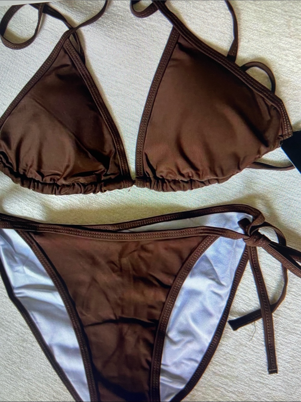 Brown Triangle String Bikini Set
